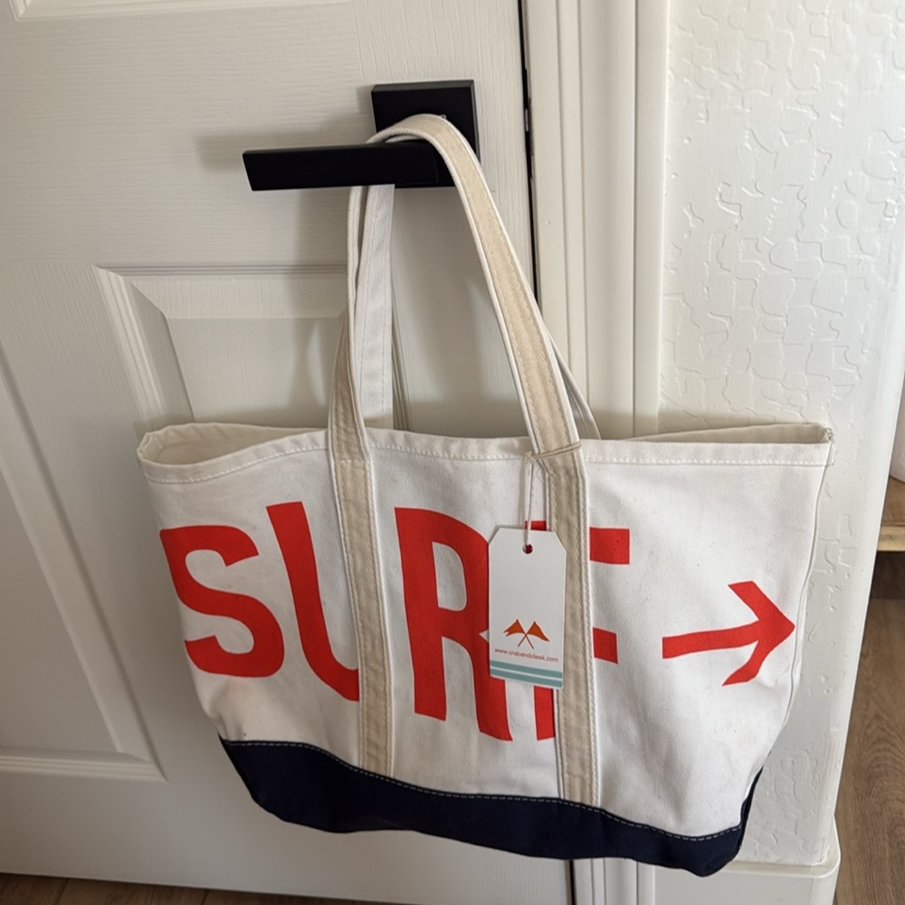 Crab and Cleek Surf/Sand Tote {Navy/Natural/Orange} - Picture 6 of 10